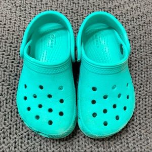 Teal Crocs Toddler size 7